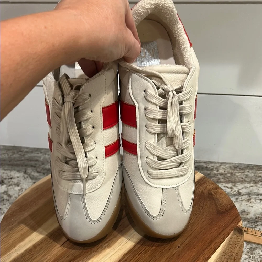 DV by Dolce Vita Red and Cream Vita Rascal T-Toe Sneakers (For Women)‎ Like NEW